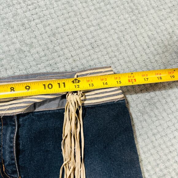 vintage low rise boho belted dark wash denim jean micrio mini skirt y2k neeso - Picture 5 of 7